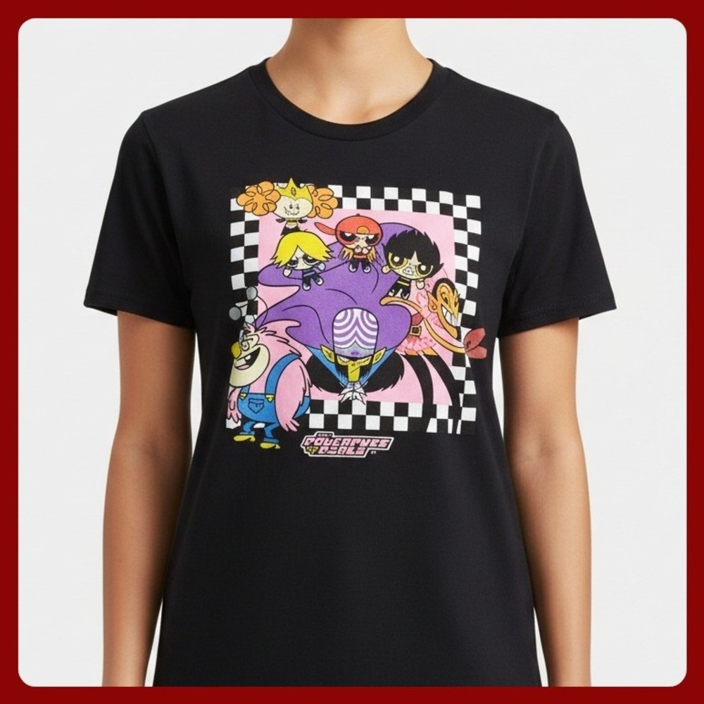 Cartoon Network Powerpuff Girls Mojo Jojo T Shirt Women's L Black Graphic‎ LN